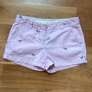 J. Crew women’s lavender with embroidered zebras city shorts size 0.